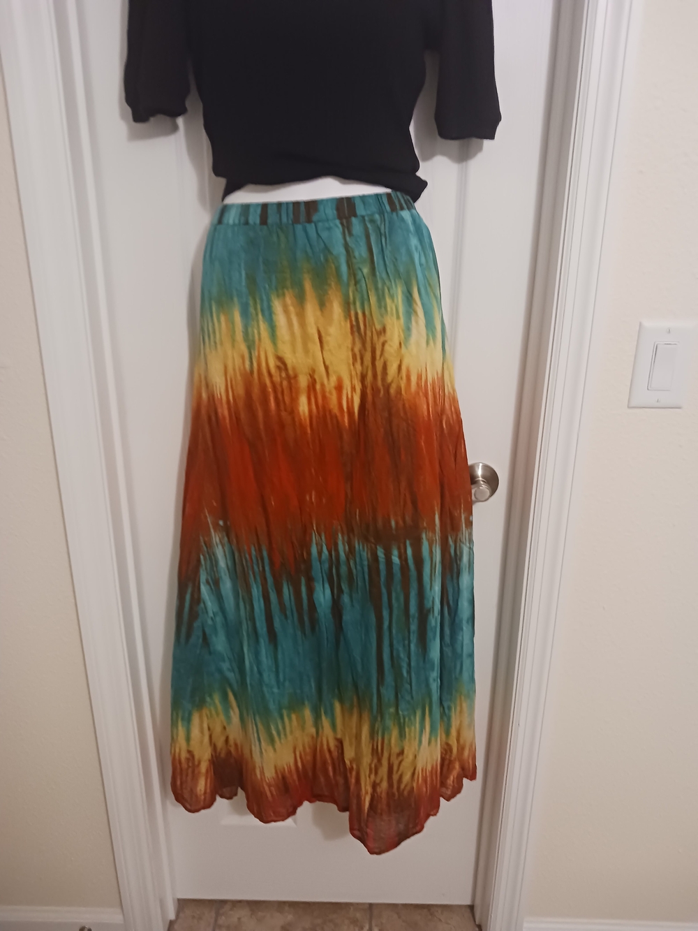 Tommy Bahama Ombre Tie-Dye Maxi Skirt Stretch Waistband L Indie Boho